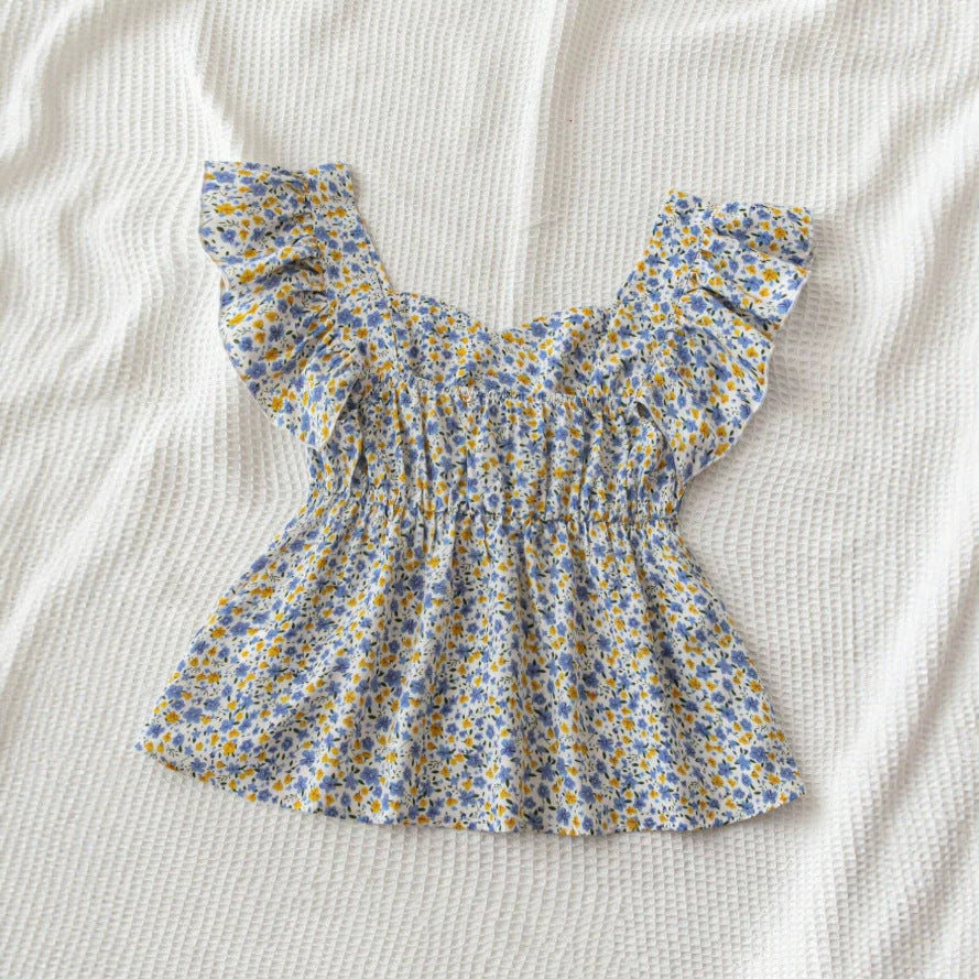 Damen Blumenbluse mit Rüschendetails und fließendem Schnitt R&B