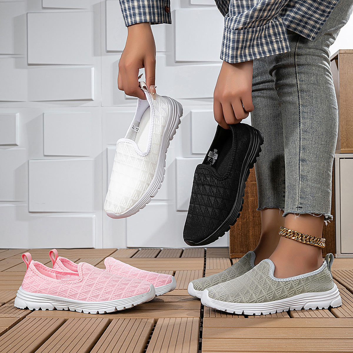 Damen Bequeme Slip-On Sneakers mit ergonomischem Design
