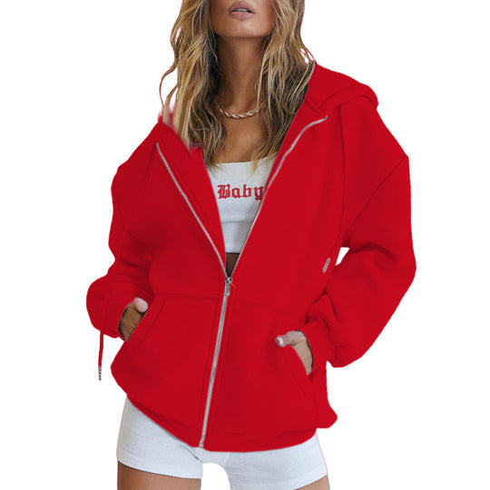 Damen Oversize Hoodiejacke mit hohen Kragen R&B
