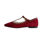 Damen Elegante Mary Jane Ballerinas aus hochwertigem Wildleder mit verstellbarem Riemchen R&B