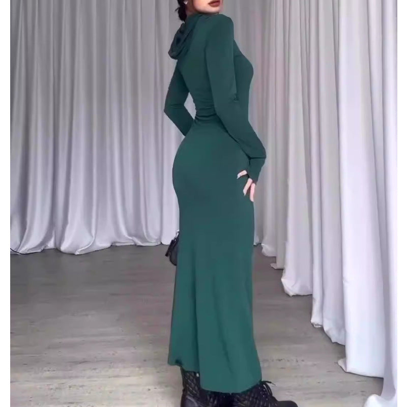 Damen Kapuzenkleid mit langem Schnitt und elegantem Design R&B