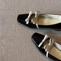 Damen Ballerina-Schuhe mit quadratischer Spitze und dekorativem Schleifchen