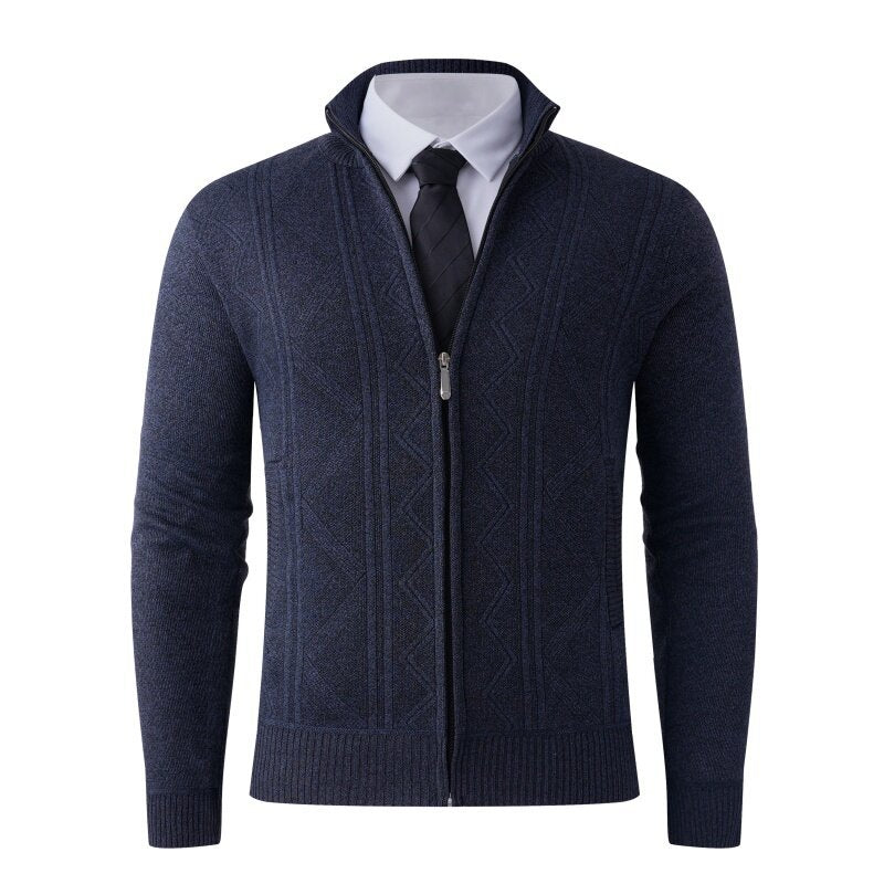 Herren Strickjacke mit modernem Zipper und strukturiertem Design R&B