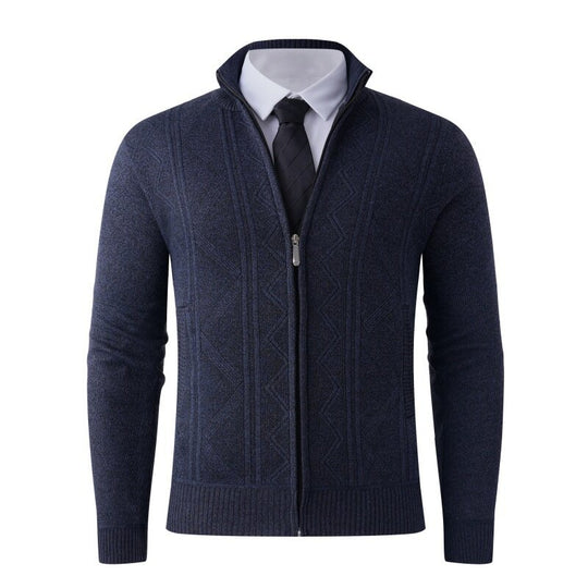 Herren Strickjacke mit modernem Zipper und strukturiertem Design R&B