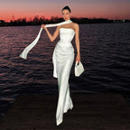 Damen Hochwertiges Abendkleid mit elegantem Cape R&B