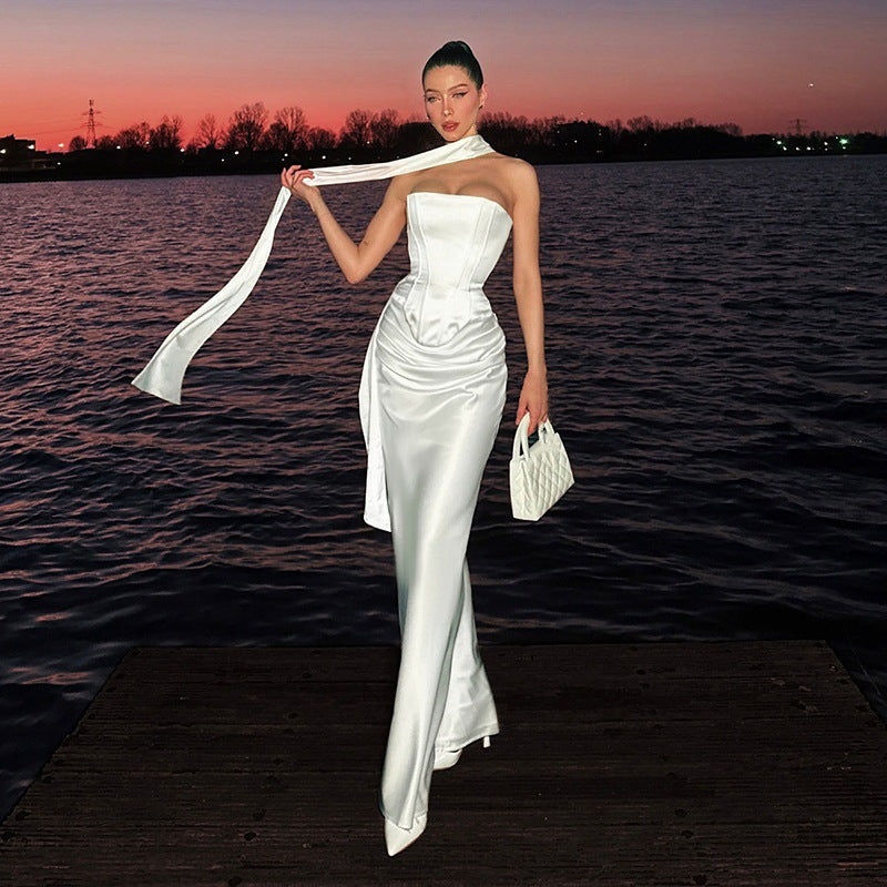 Damen Hochwertiges Abendkleid mit elegantem Cape R&B
