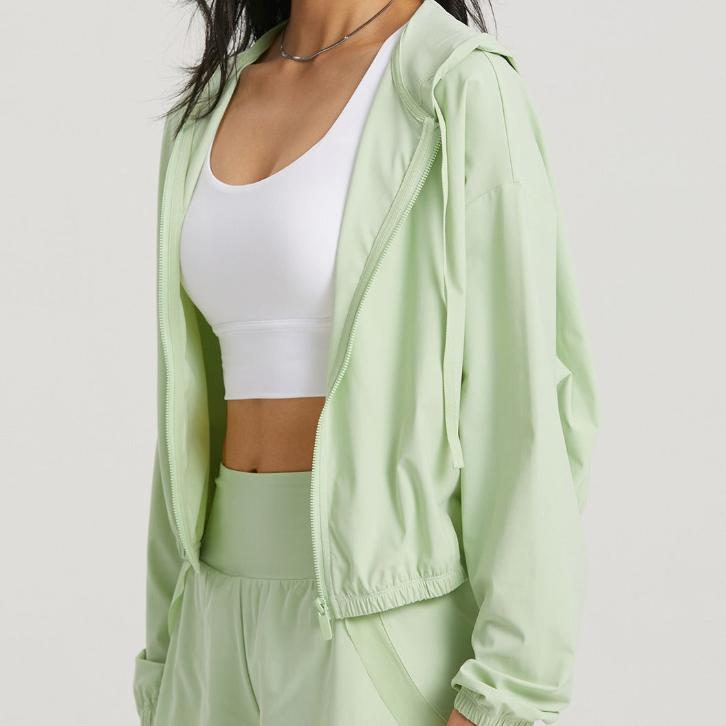Damen Sportliche Kapuzenjacke mit großzügigem Schnitt und atmungsaktiver Materialkombination R&B