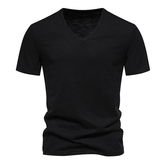 Herren V-Ausschnitt T-Shirt aus atmungsaktiver Baumwolle mit komfortablem Sitz R&B