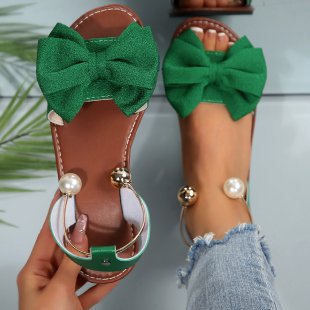 Damen Sandalen mit dekorativem Schleifenakzent und eleganten Perlendetails R&B