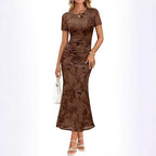 Damen Maxikleid mit floralen Stickereien R&B