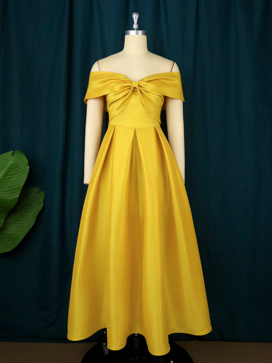 Damen Hochwertiges Abendkleid mit schulterfreiem Design und elegantem Saum R&B