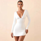 Damen elegantes Wickelkleid mit tiefem V-Ausschnitt und formschmeichelndem Design EB