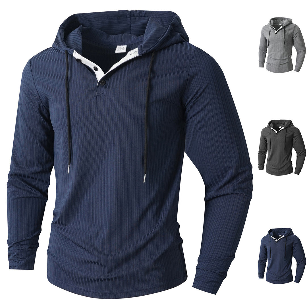 Herren Sportlicher Langarm-Hoodie mit strukturierter Oberfläche R&B