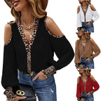 Damen Elegante Bluse mit modischen Cut-Outs und animalischem Muster R&B
