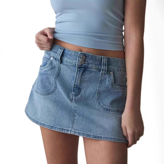 Damen Denim Minirock mit hochwertigen Taschen und modernem Schnitt R&B