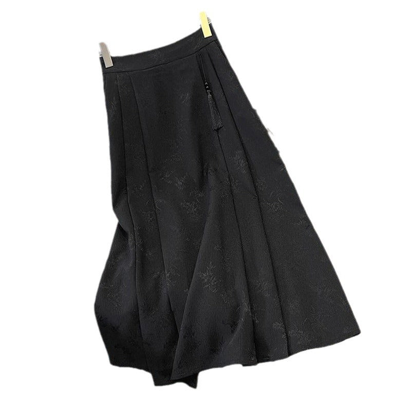 Damen Eleganter Midirock mit strukturiertem Stoff und fließendem Schnitt