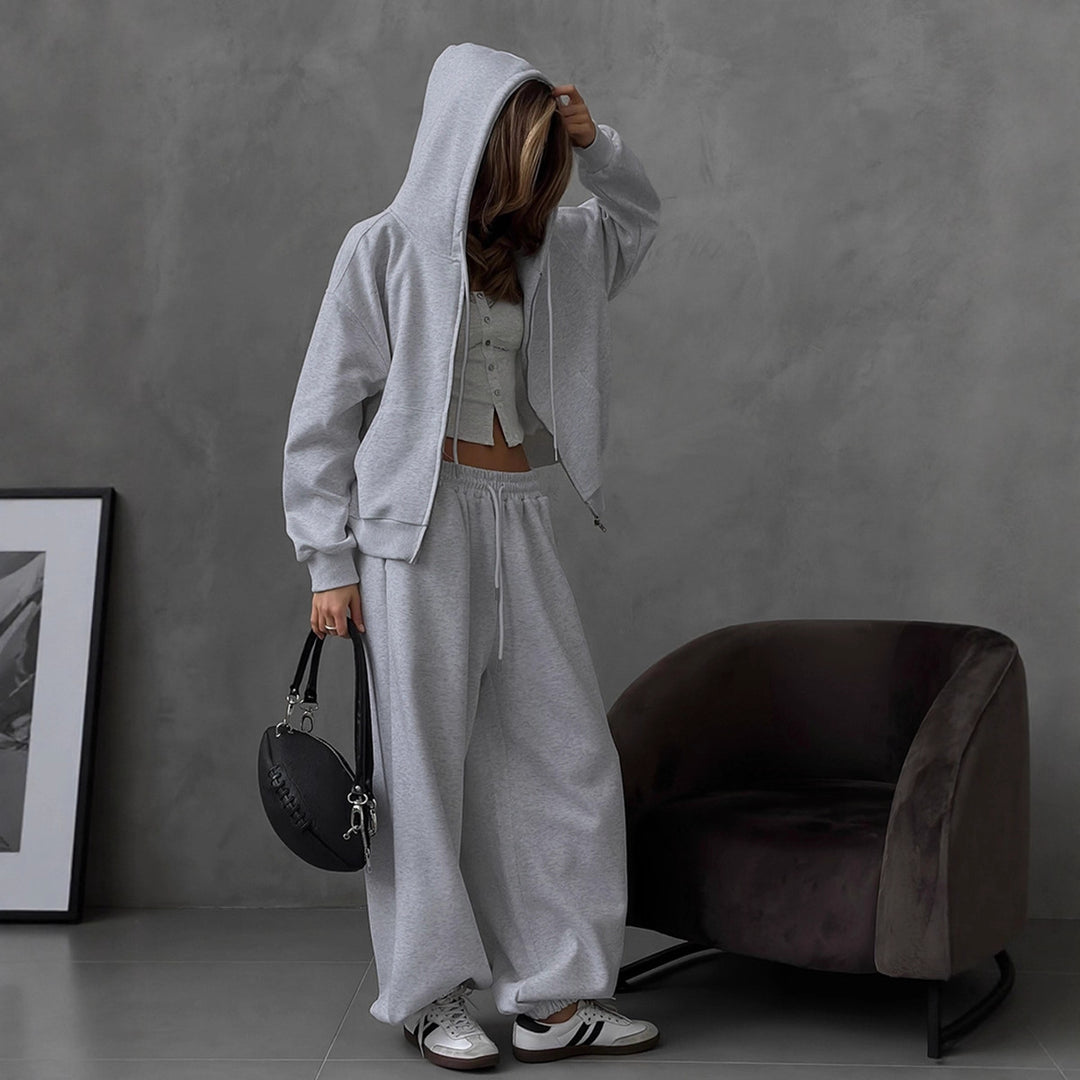 Damen Bequemes Oversized-Lounge-Set mit Kapuze und elastischem Bund R&B