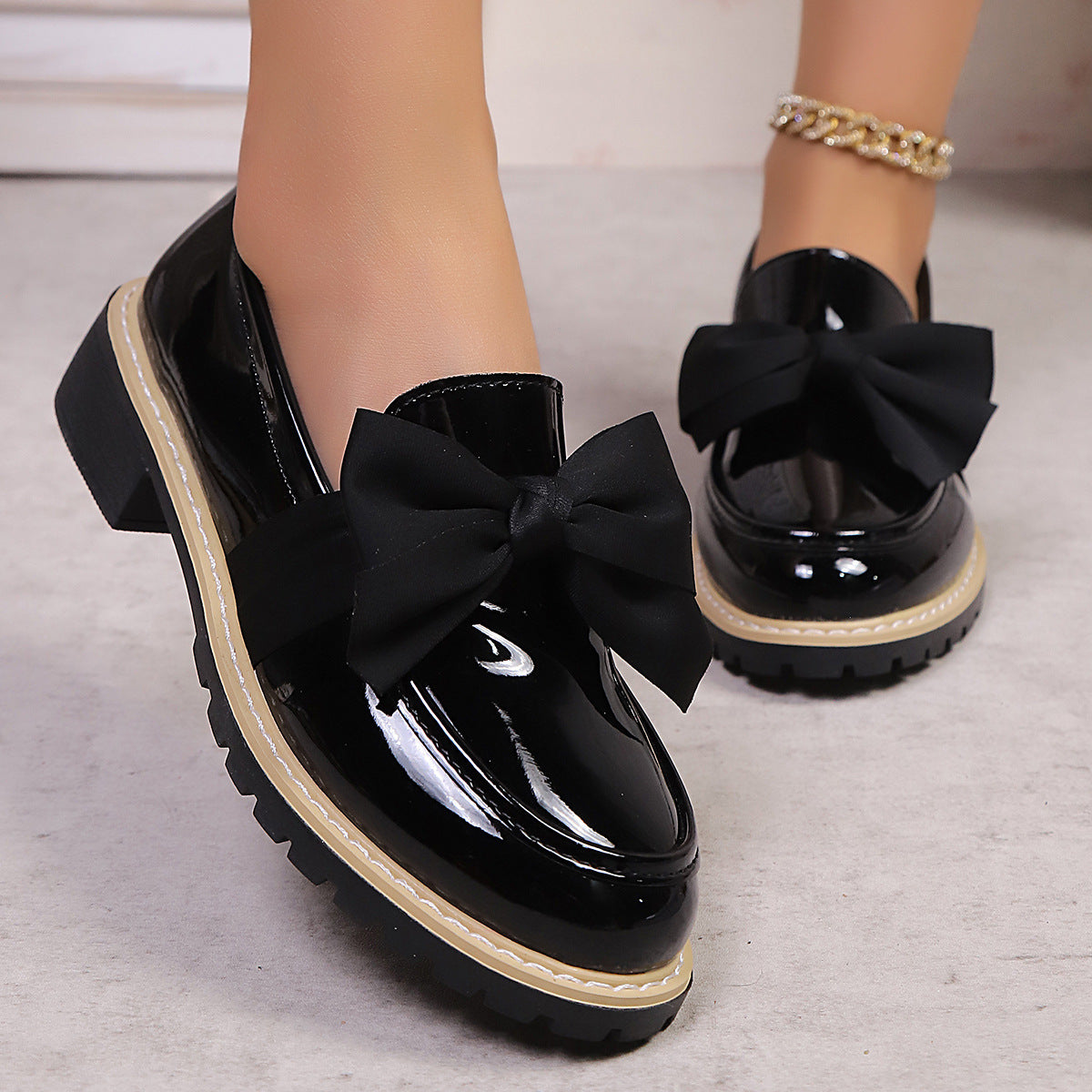 Damen Ballerina-Schuhe mit dekorativen Schleifen und rutschfester Sohle R&B