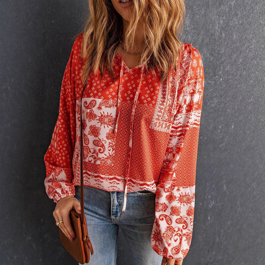 Damen lässiger Kapuzenpullover mit trendigem Paisleymuster R&B