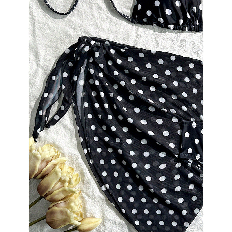 Damen Triangel-Bikini mit verspieltem Punktemuster und leichtem Cover-Up R&B