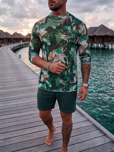 Herren Langarmshirt mit floralem Muster R&B