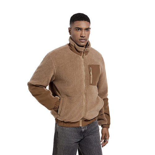 Herren Fleecejacke mit hochgeschlossenem Kragen und seitlichen Reißverschlusstaschen R&B