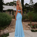 Damen Elegantes figurbetontes Maxikleid mit fledermausförmigem Dekolleté und fließendem Saum R&B
