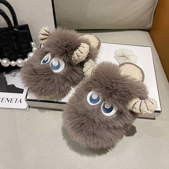 Damen Flauschige Hausschuhe mit tierischem Design R&B