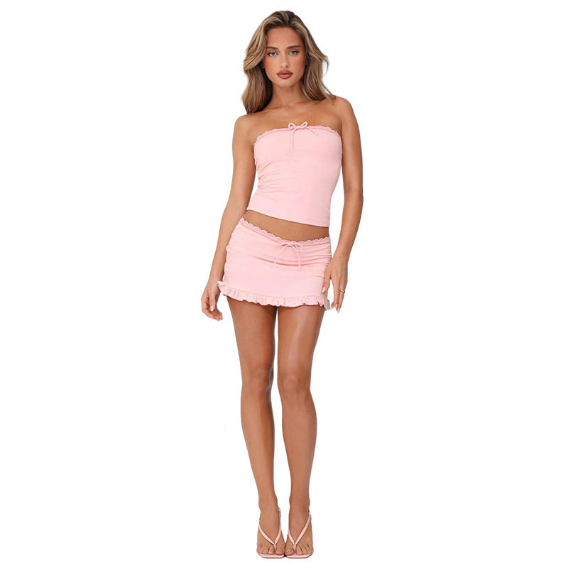 Damen Off-Shoulder Mini-Kleid mit Rüschendetails R&B