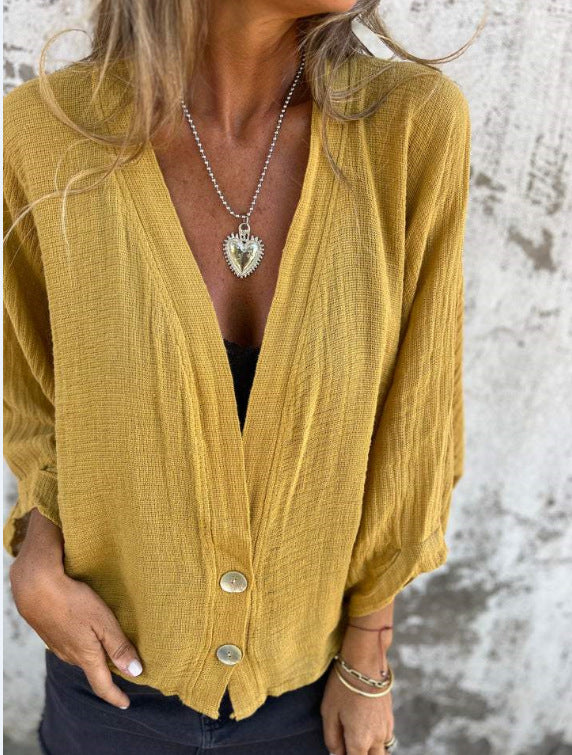 Damen Luftige und lockere Sommerjacke mit Knopfdetails R&B