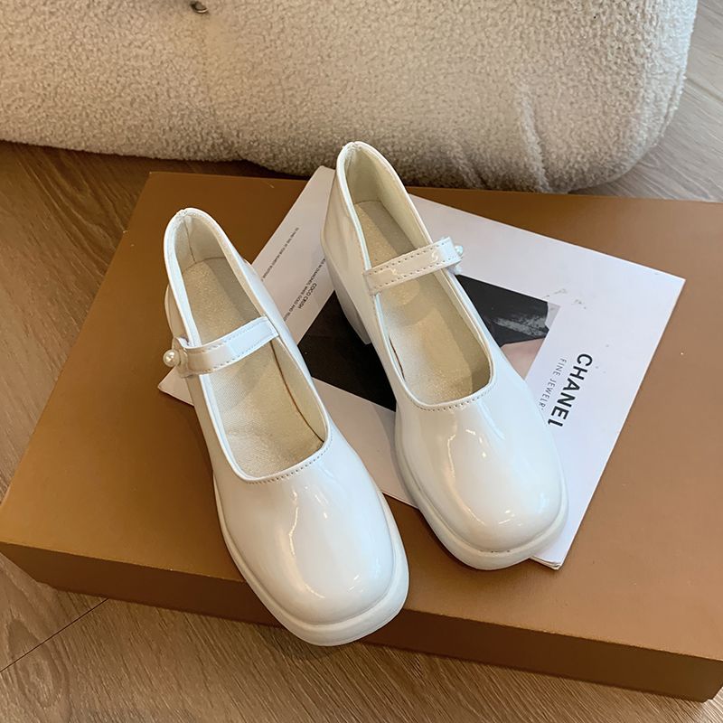 Damen elegante Mary Jane Schuhe mit Perlenschnalle R&B