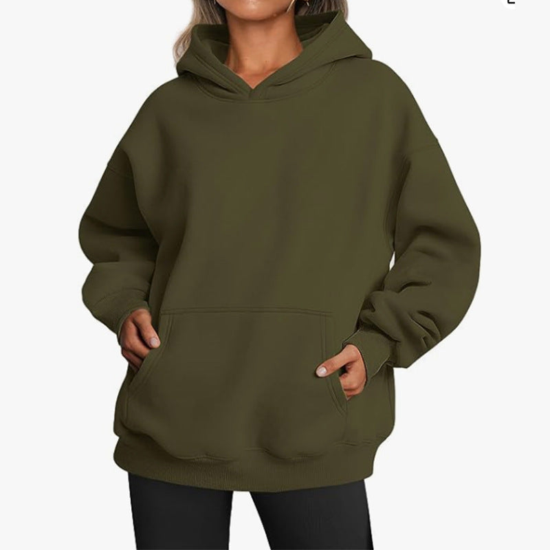 Damen Übergrößen Kapuzenpullover mit praktischen Taschen undlässigem Schnitt R&B