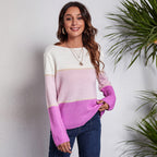 Damen Off-Shoulder Strickpullover mit modernen Farbblock-Design R&B