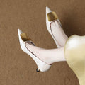 Damen elegante Slingback-Pumps mit goldener Applikation R&B