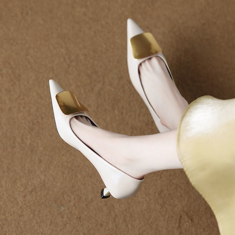 Damen elegante Slingback-Pumps mit goldener Applikation R&B