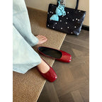 Damen Ballerinas mit quadratischer Zehenform und glänzender Oberfläche R&B