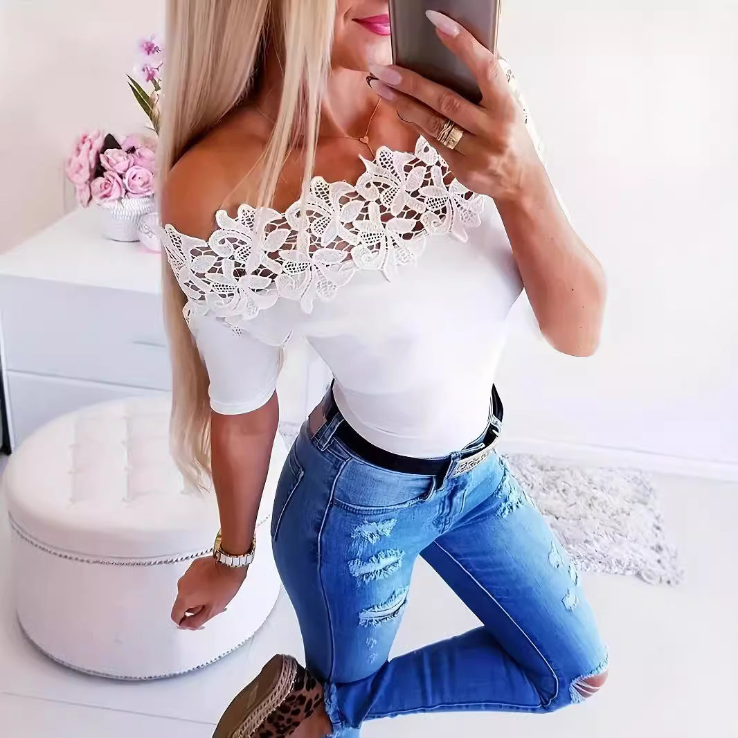 Damen Eleganter Body mit Spitzendetails R&B