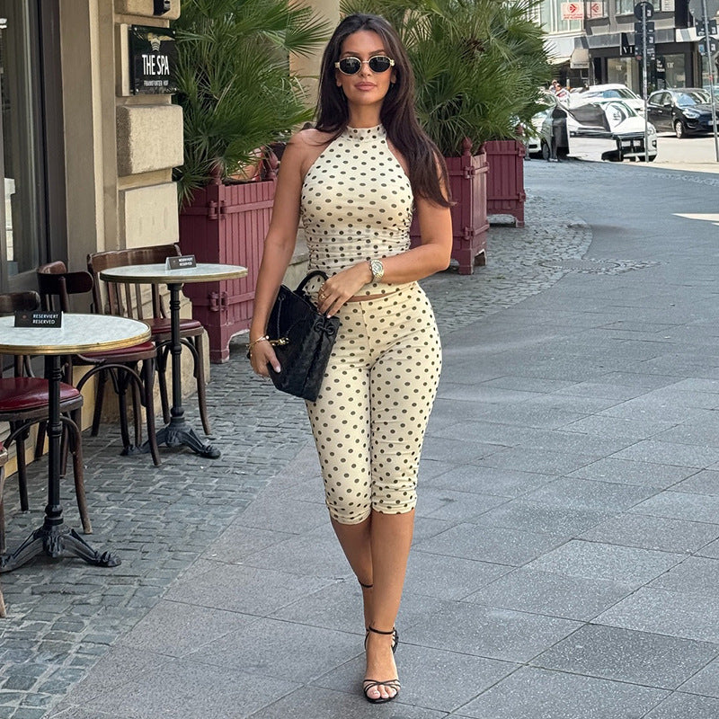 Damen Sportlicher Bodysuit mit modischem Polka-Dot-Muster R&B