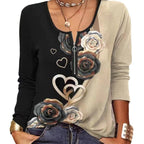 Damen Langarmshirt mit schimmerndem Glitzerdetail und halsfernem Reißverschluss R&B