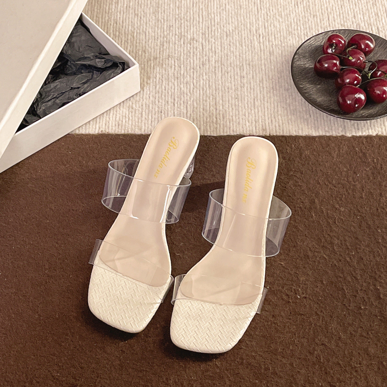 Damen Durchsichtige Plateau-Sandalen mit elegantem Riemendesign EB