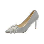 Damen eleganten High-Heels mit glitzerndem Schleifen-Detail R&B