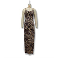 Damen Elegantes Maxikleid mit raffiniertem Leo-Muster R&B