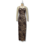Damen Elegantes Maxikleid mit raffiniertem Leo-Muster R&B