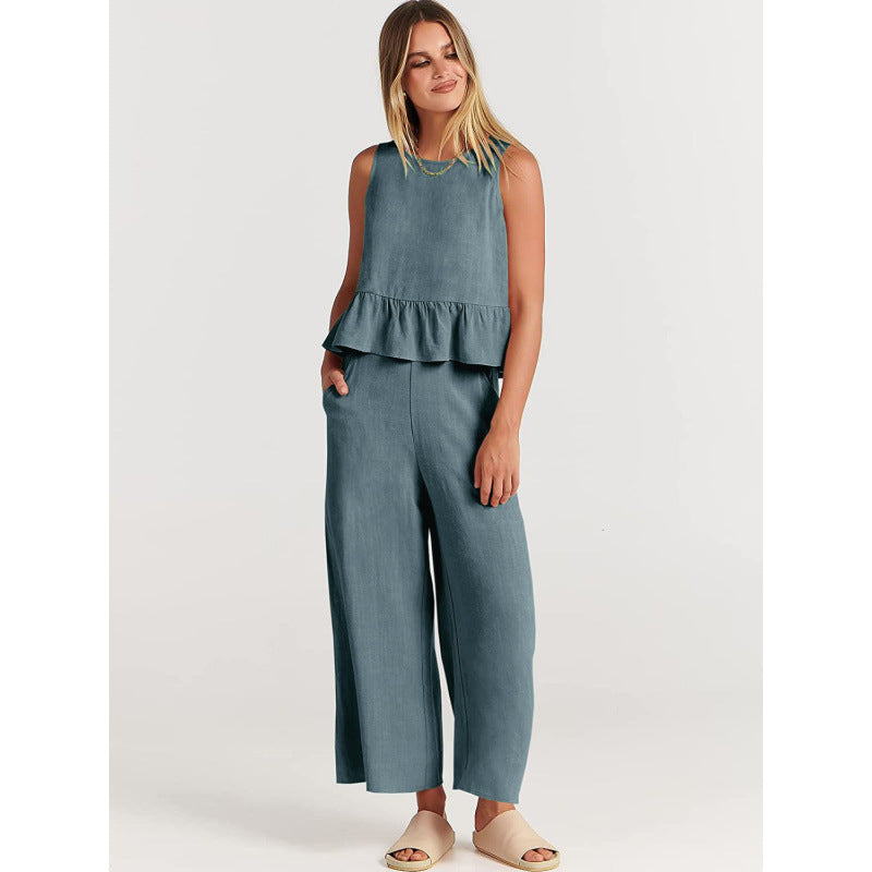 Damen lässiger Jumpsuit mit voluminösem Oberteil und seitlichen Taschen R&B