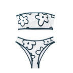 Damen Bandeau-Bikini mit floralem Muster und hohem Schnitt R&B
