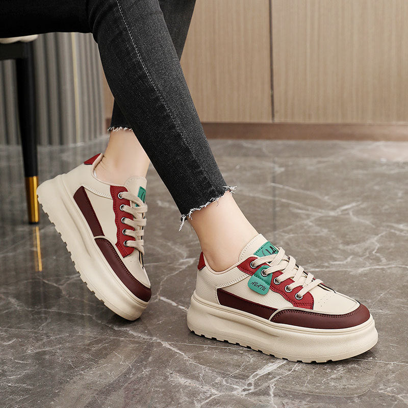 Damen modische Plateau Sneakers mit robusten Kontrasteinsätzen und komfortabler Dämpfung R&B