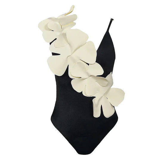 Damen Badeanzug mit kunstvollen 3D Blumenapplikationen R&B