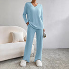 Damen komfortabler Ripp-Strickanzug mit weitem Schnitt R&B