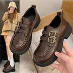 Damen Schnürschuhe mit doppeltem Riemen und modischem Plateau R&B