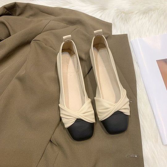 Damen Ballerinas mit modernem Knotendesign und kontrastierender Sohle R&B